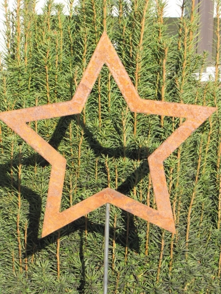Edelrost Gartenstecker Stern offen 180 x 40 cm