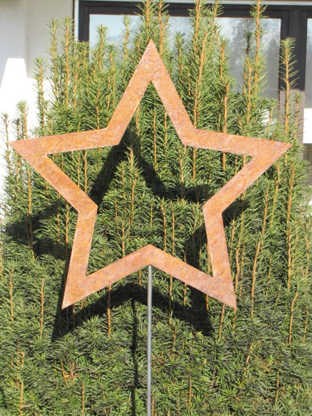 Edelrost Gartenstecker Stern offen 180 x 50 cm