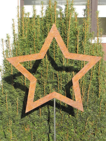 Edelrost Gartenstecker Stern offen 180 x 50 cm