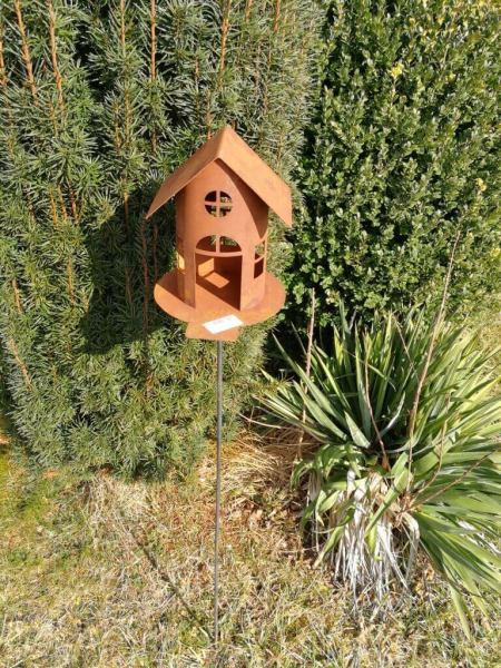Edelrost Vogelhaus mit Steg