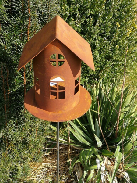 Edelrost Vogelhaus mit Steg