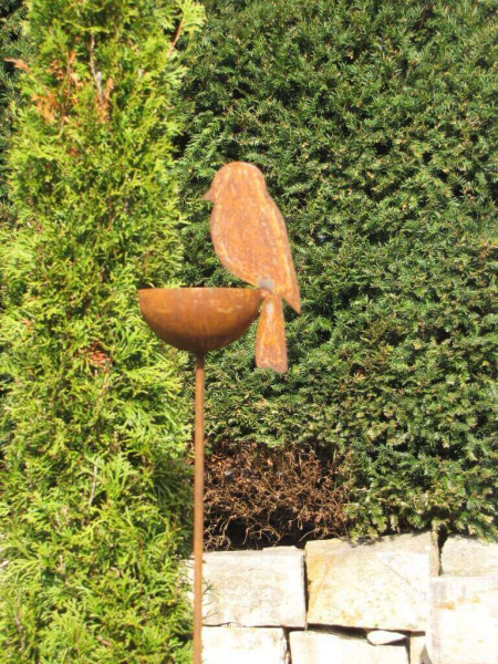 Edelrost Gartenstecker Vogeltränke