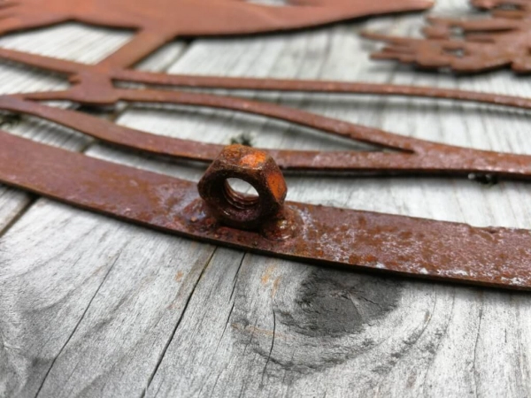 Edelrost Gartenstecker oder Wandbild Winterlandschaft Schneemann