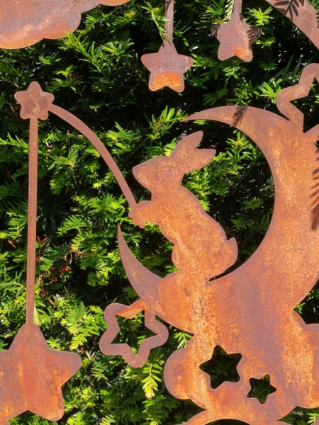 Edelrost Gartenstecker träumender Hase
