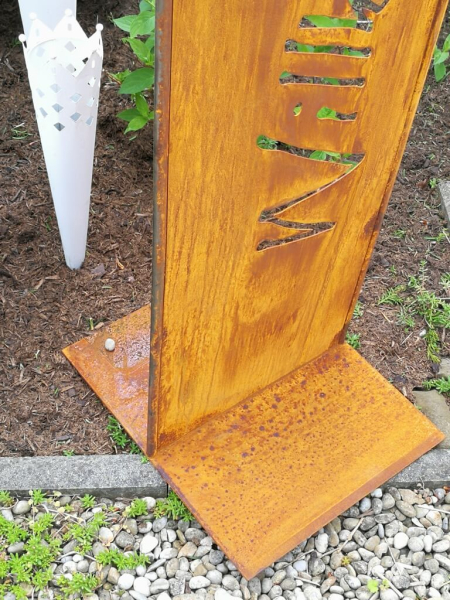 Edelrost Stele "Katze sitzend" - Willkommen