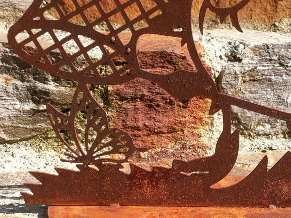 Edelrost Gartenwichtel Monty, mit Kescher