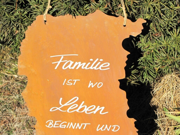Edelrost Spruchschild Familie - Liebe