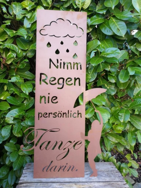 Edelrost Gedichttafel Regen