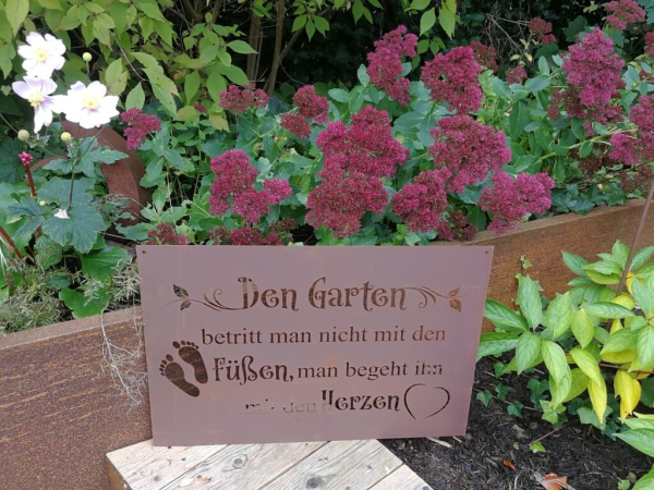 Edelrost Gedichttafel Garten