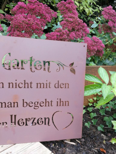 Edelrost Gedichttafel Garten