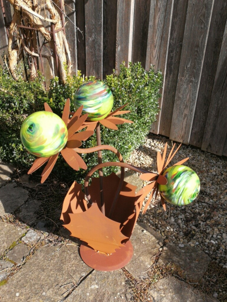 Edelrost Glasblume Distel, grün