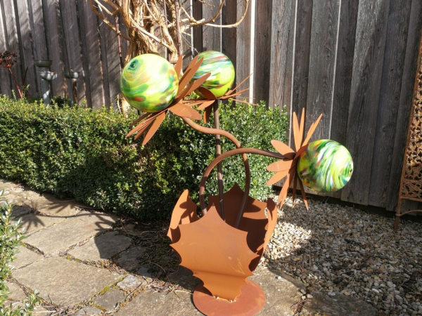 Edelrost Glasblume Distel, grün