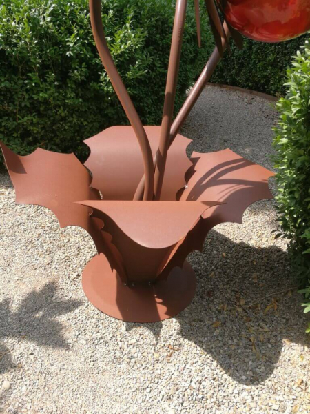 Edelrost Glasblume Distel, rot
