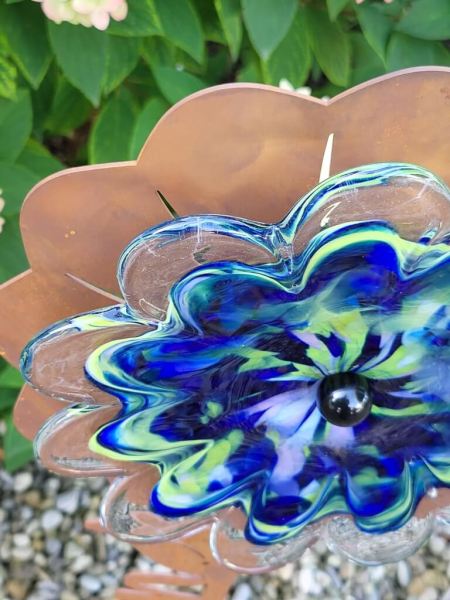 Edelrost Gartenblume Willkommen, blau