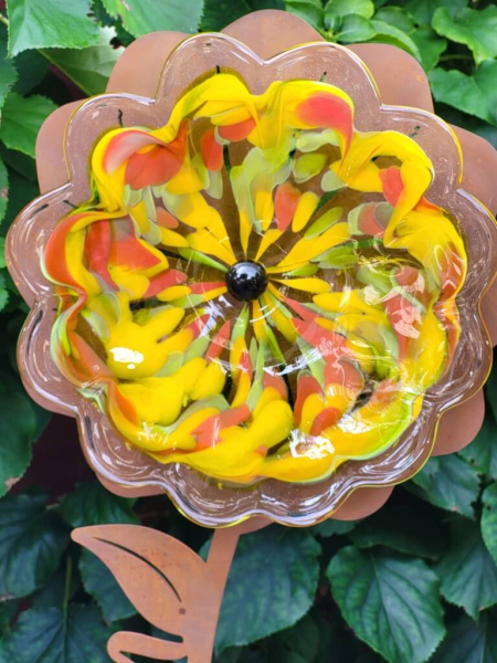 Edelrost Gartenblume Willkommen, grün-orange