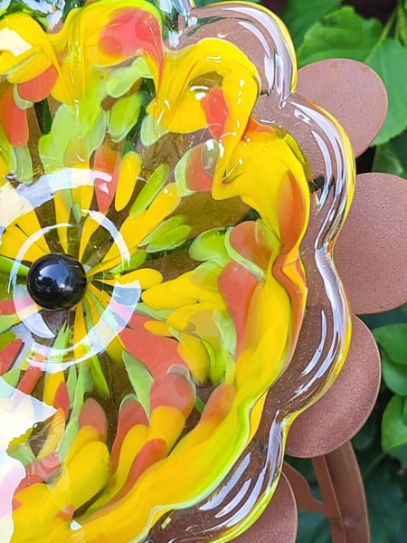 Edelrost Glasblume Zoe, grün-orange
