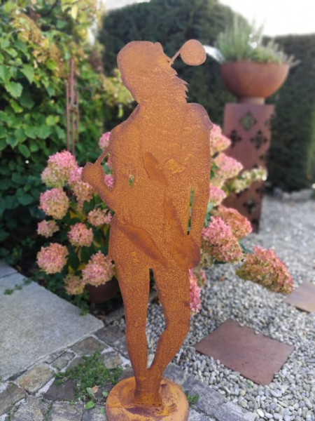 Edelrost Dekofigur Golferin, stehend