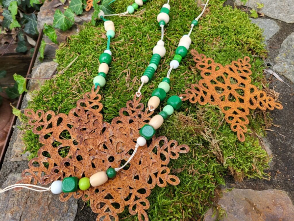 Weihnachtshänger Stern Xaver, Holzdeko grün