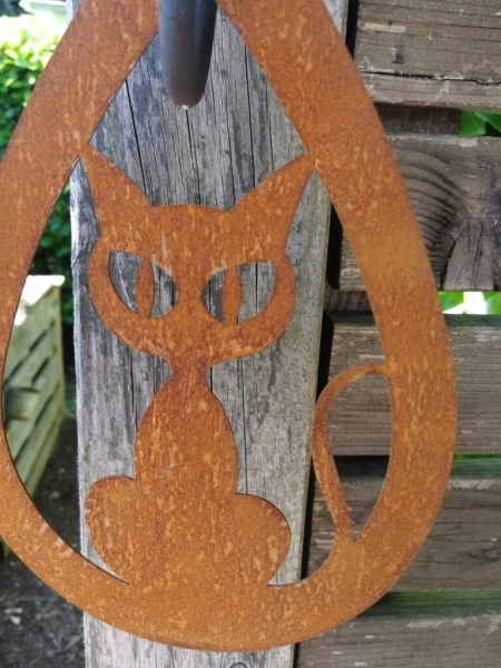 Edelrost Halloween Hänger Katze, tropfenform