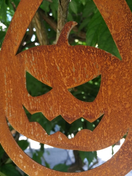 Edelrost Halloween Hänger Kürbis Fratze, tropfenform