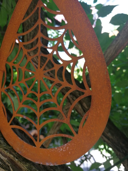 Edelrost Halloween Hänger Spinnennetz, tropfenform