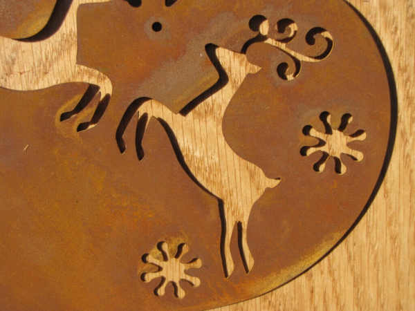 Edelrost Herz mit Hirsch, 3 Größen