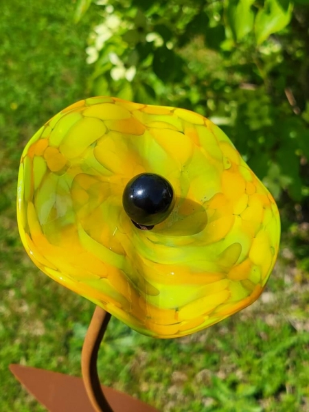Edelrost Glasblume Hibiskus, zum Stecken, gelb