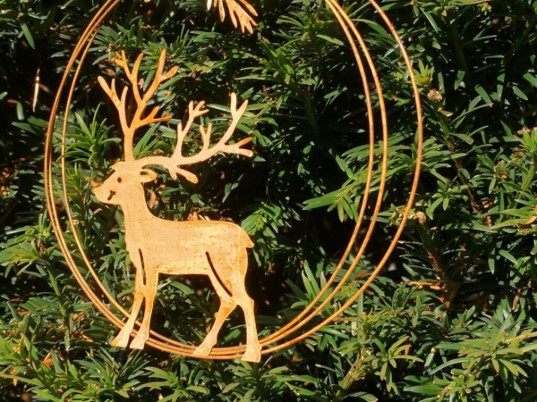 Dekohänger Hirsch Dietmar im Ring, Kopf gerade