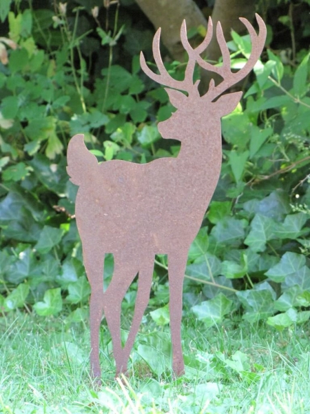 Edelrost Hirsch aufrecht stehend 38 cm