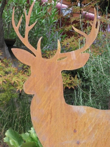 Edelrost Hirsch laufend auf Platte