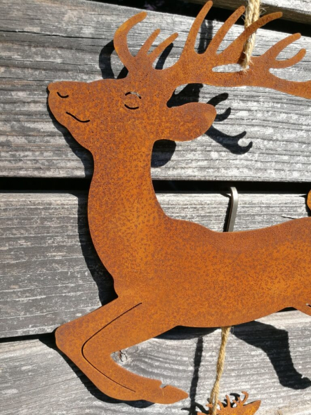 Edelrost Hirsch zum Hängen, 3er-Set