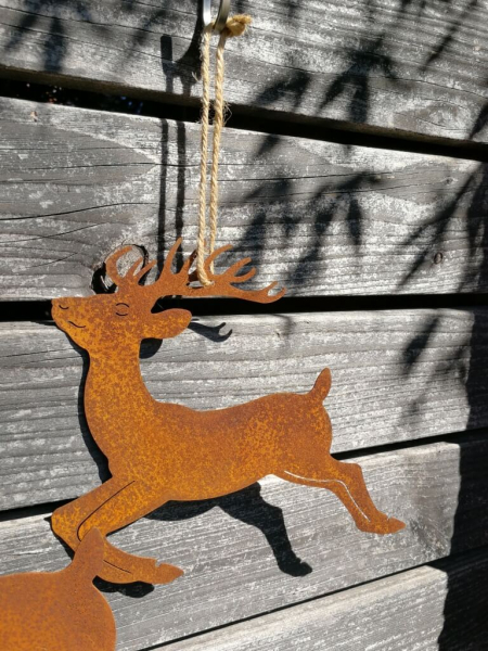 Edelrost Hirsch zum Hängen, 3er-Set