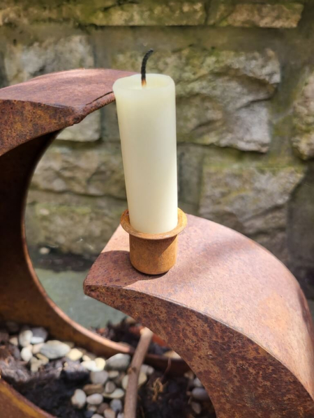Edelrost Magnet-Kerzenhalter