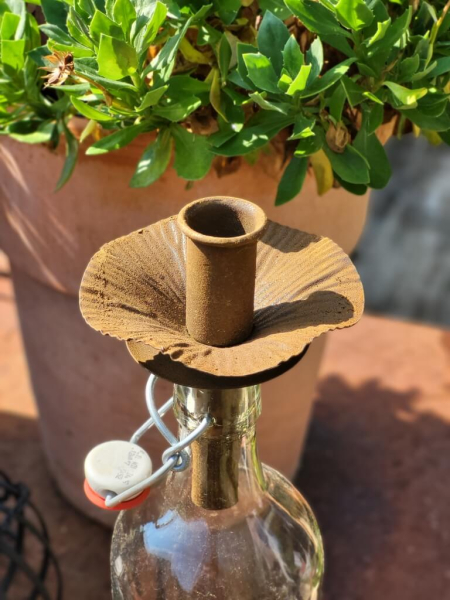 Edelrostoptik Kerzenhalter Blüte für Flasche