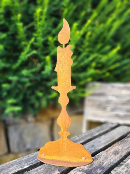Edelrost Kerzenleuchter mit Spitzkerze