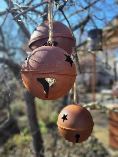 Edelrost Weihnachtsklingel mit Sternen