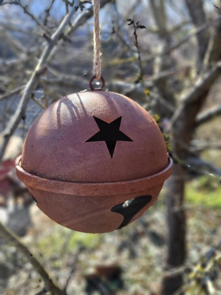 Edelrost Weihnachtsklingel mit Sternen