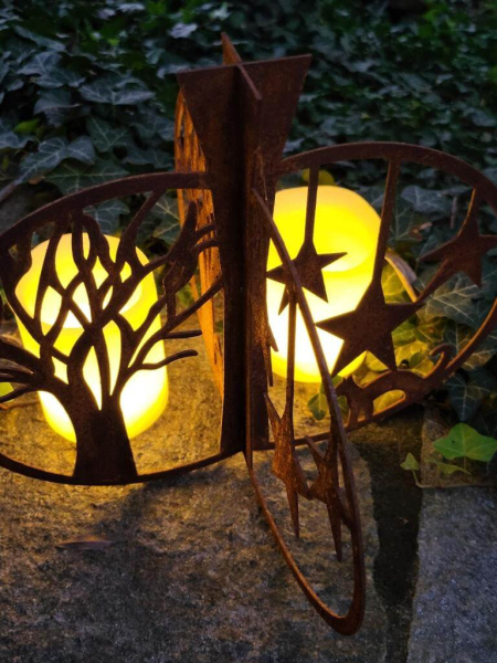 Edelrost Halloween Kürbis 3D, mit Friedhof