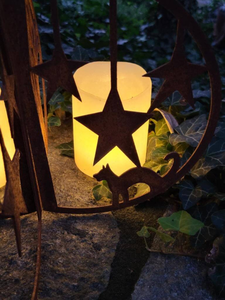 Edelrost Halloween Kürbis 3D, mit Sternen