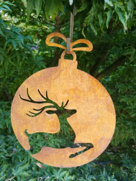 Edelrost Christbaumkugel Hirsch