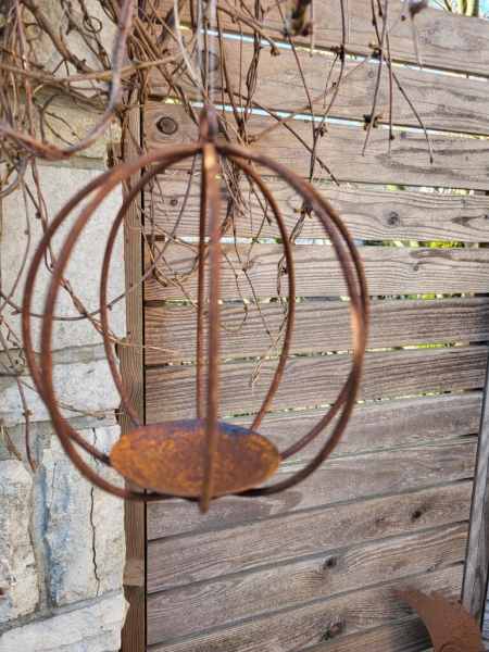 Edelrost Drahtkugel mit Schale