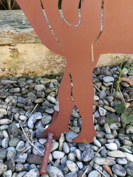 Edelrost Kuh Mollie, auf Querstange