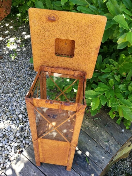 Edelrost Laterne mit Glas, 50 cm