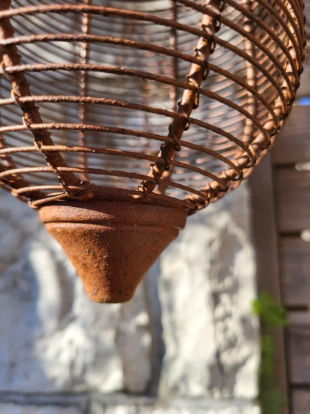 Edelrost Ornament Windlicht zum Hängen, rundlich