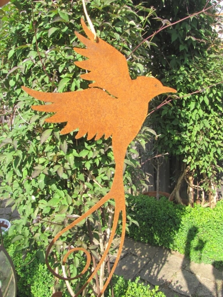 Edelrost Paradiesvogel zum Hängen 45 cm