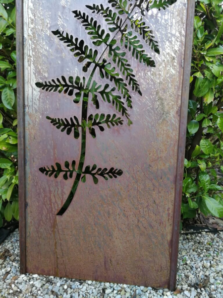 Edelrost Paravent Farnblatt, filigran