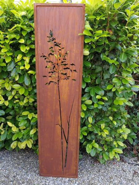 Edelrost Sichtschutzelement Gras
