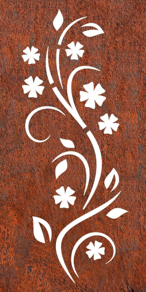 Edelrost Paravent oder Sichtschutzwand Blume Anthea