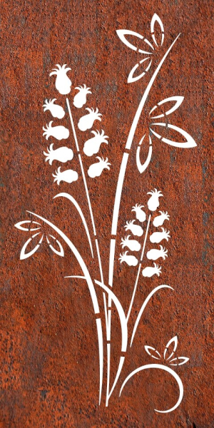 Edelrost Paravent oder Sichtschutzwand Blume Blodeuyn