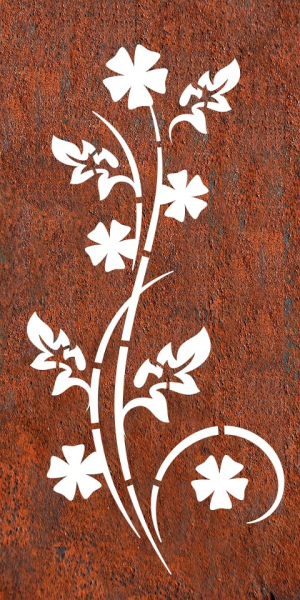 Edelrost Paravent oder Sichtschutzwand Blume Cicek